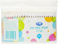 מקלוני צמר גפן מעץ לייף 300 יחידות
