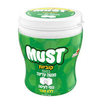 גומי לעיסה קוביות ללא סוכר בטעם מנטה עדינה בצנצנת מאסט 58 גרם