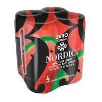 משקה מוגז בטעם אבטיח וליים זירו סוכר נורדיק מיסט 4 * 250 מ