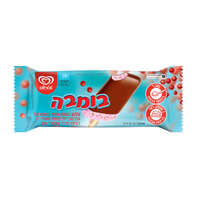 שלגון חלבי בשומן צמחי בטעם וניל עם סוכריות בציפי שוקולד בומבה גלידות שטראוס 80 גרם