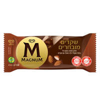 שלגון שמנת בטעם וניל בציפוי שוקולד חלב עם שקדים מובחרים מגנום 85 גרם
