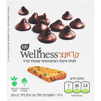 חטיפי גרנולה דגנים ונטיפי שוקולד מריר קראנצ' וולנס 6 * 21 גרם