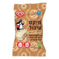 מעדן קפוא בטעם ריבת חלב בציפוי שוקולד חלב מיקס עיגול ריבת חלב גלידות שטראוס 70 גרם