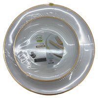 סט צלחות חד פעמיות ענקיות גדולות + בינוניות לבן פנינה שווה 16 יחידות