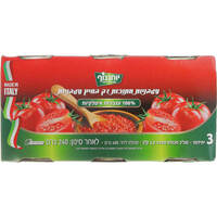 עגבניות חתוכות דק במיץ עגבניות יוחננוף 3 * 240 גרם