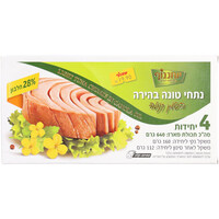 נתחי טונה בהירה בשמן קנולה יוחננוף 4 * 160 גרם