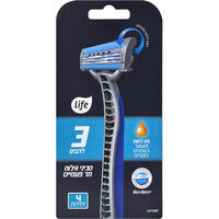 סכיני גילוח חד פעמיים לגבר 3 להבים לייף 4 יחידות