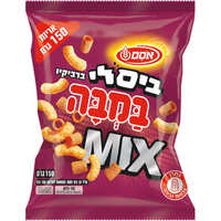 ביסלי במבה מיקס חטיף חיטה בטעם ברביקיו עם חטיף בוטנים אסם 150 גרם