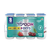 אקטימל פלוס משקה יוגורט בטעם תות ודובדבן דנונה 8 * 108 גרם