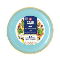 צלחות חד פעמיות גדולות מהודרות ספיר תכלת הנמל 10 יחידות