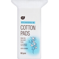 פדים להסרת איפור ולניקוי הפנים לייף 90 יחידות