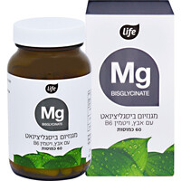 מגנזיום ביסגליצינאט עם אבץ וויטמין בי 6 לייף 60 כמוסות