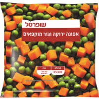 אפונה ירוקה וגזר קפואים שופרסל 800 גרם