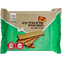 וופלים במילוי קרם בטעם אגוזים יש 200 גרם