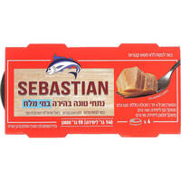 נתחי טונה בהירה במי מלח סבסטיאן נטו מלינדה 4 * 98 גרם