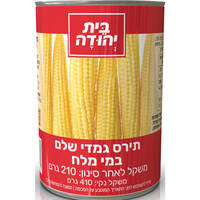 תירס גמדי שלם במי מלח בית יהודה 210 גרם