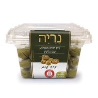 זית ירוק מבוקע עם גלעין נריה שופרסל 215 גרם