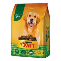 מזון לכלבים בוגרים מעל 10 קילו בטעם עוף דוגלי 3 קילו