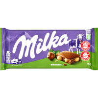 שוקולד חלב עם אגוזים שלמים מילקה 95 גרם