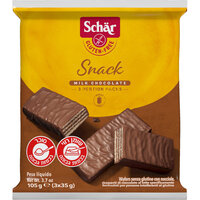 וופל בציפוי שוקולד חלב במילוי קרם עם אגוזי לוז ללא גלוטן שר 105 גרם