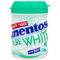 גומי לעיסה ללא סוכר בטעם מנטה עדינה פיור וואיט מנטוס 60 גרם