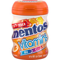 גומי לעיסה ללא סוכר בטעם הדרים בתוספת ויטמינים מנטוס 60 גרם