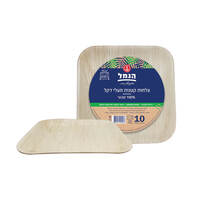 צלחות קטנות מרובעות חד פעמיות מעלי דקל הנמל 10 יחידות