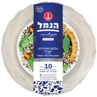 צלחות חד פעמיות ענקיות דגם ונציה שקוף נצנצים הנמל 10 יחידות