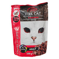 מזון לח לחתולים בוגרים בטעם בקר ברוטב פיין קט 100 גרם