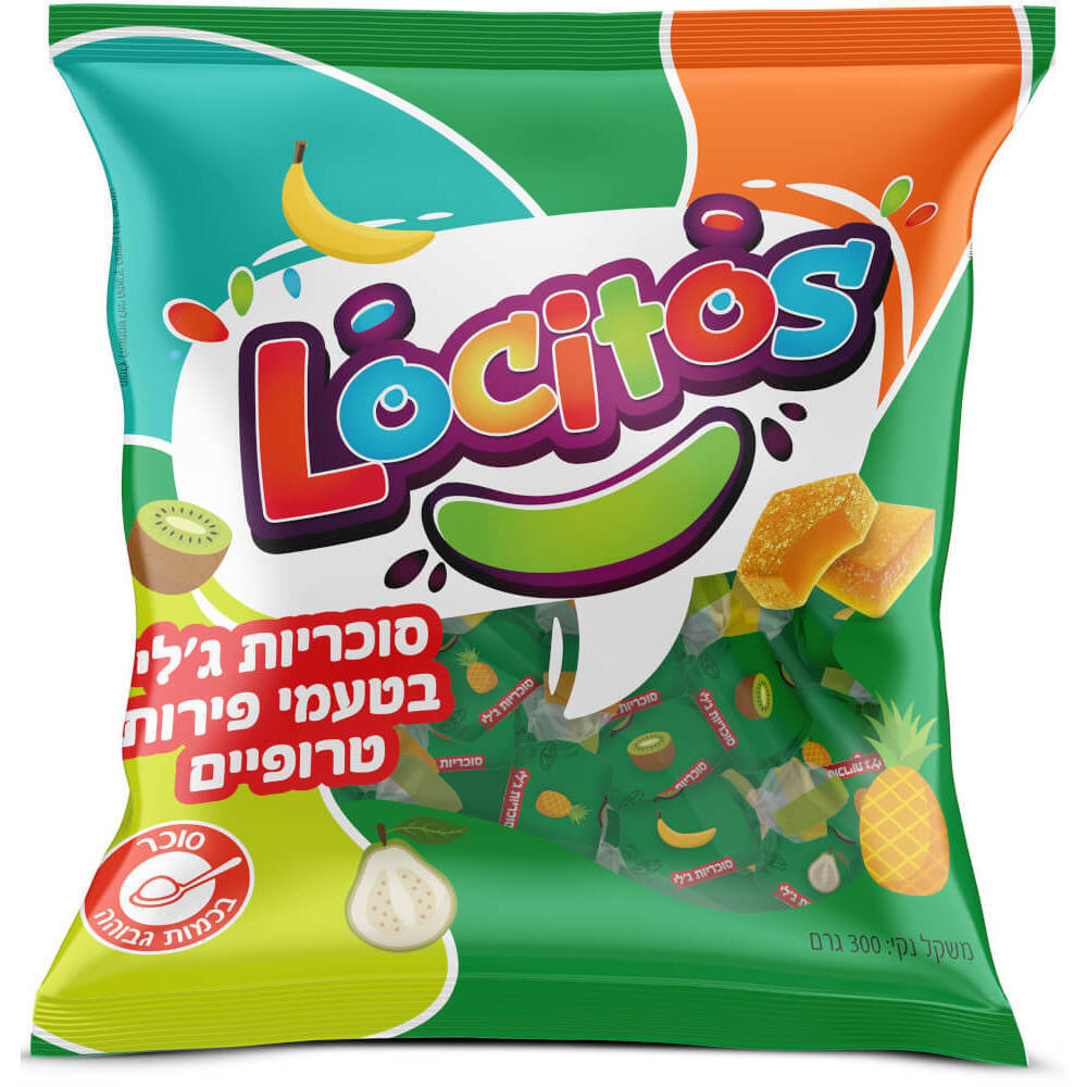 לוקיטוס סוכריות גלי בטעם טרופי 300 גרם